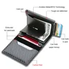 carb Fiber Credit Card Holder Wallets Men Brand Rfid Black Magic Trifold Leather Slim Mini Wallet Small Mey Bag Male Purses C0wN#