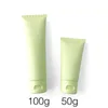 Bouteilles de stockage 50ml 100ml mat vert plastique cosmétiques presser bouteille 50g 100g rechargeable maquillage crème Lotion conteneur vide voyage doux