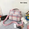 Sacs à bandoulière Shopper Sac pour femmes Nylon Fourre-tout 2024 Filles Mode Mignon Japonais JK Style Couleur Contraste Plaid Stripe Sac À Main Bandoulière