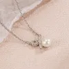 Chains GIOIO Percentage Symbol Necklace Pearl Jeweled Pendant Special-Interest Design All-Match Fashion 2024 Sexy Clavicle Chain