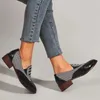 Casual Shoes Spring Loafers Female Retro Leather Pointed Head brittisk stil tjock med mäns stora lyxiga lyx