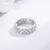 Cluster Rings Zhenchengda 2024 Product Irregular Arrangement Full Diamond Zircon Ring Pure Silver European And American Fashion