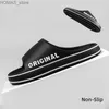 Hemskor Mens Tjock Soled Summer Beach Slider Badrum Anti Slip Slider Soft Sandals Simple Super Trust Shoes Y240401