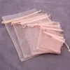 100pcs Sacs d'organza transparents Sacs à cordon cadeau pour la fête de bijourie Fonction Festival Festival Sacs de bonbons Drop Ship H58L #