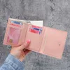 fi Women's Cute Pattern Short Wallets Student Purses Mini Solid Color Tri-fold Student Wallet Mey Bags Card Holder o573#