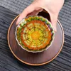 Tasses soucoupes colorées dorées bleu Lotus tasse à thé Jianzhan bol en céramique four chinois Transformation cadeaux à collectionner
