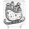 Shower Curtains Snowman Santa Sleigh Curtain Black Stripe Gift Box Printed Polyester Fabric Waterproof Bathroom With 12 Hooks