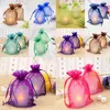 50pcs 7x9cm Organza Sac Bijoux en tulle Sac à cordon de mariage décorati Favors Bijoux Emballage Display Socches 65EJ #