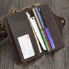 Crazy Horse Leather Lg Wallet Brown Real Leather Trifold Snap Purse Hasp Purse met heren met Phe Pocket en Coin Pocket Z7RR#