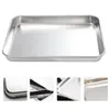 Plates Stainless Steel Rectangular Tray Nonstick Cookie Sheet Pan Fruit Dessert Dish Snack Plate Serving For Kitchen Restaurant (