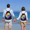 rainbow LGBT Pride Drawstring Backpack Women Men Gym Sport Sackpack Portable Gay Lesbian Training Bag Sack h1HT#