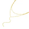 Łańcuchy Kanner Prawdziwy 925 Srebrny naszyjnik dla kobiet podwójna warstwa y kształt cyrkon Prosty wszechstronny Gold Gold Prezent weselny