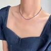 Kettingen Sterrenhemel Natuursteen Blauw-ader Handgemaakte Kralen DIY Kraagketting Titanium Staal Vergulde Gouden Damesketting