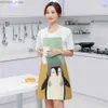 Aprons Creative Cute Fox Penguin Printed Sleeveless Aprons Funny Kitchen Supplies Women Pinafore Home Cooking Baking Tools 68x55cm Y240401