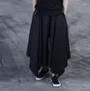 Men's Pants Personalized Black Casual Mens Male Ankle Length Trousers Skirt Loose Irregular Horn Culottes Spring Summer