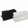 dhl30pcs diy cosmetic bag 여자 캔버스 일반 블랭크 대용량 보호 가능한 금 지퍼 w 톨 리터 가방 베이지 색 Black p7sp#