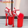 Sandały Voesnees damskie buty 2024 Summer Furtto Kobiety seksowna platforma Kobieta Super High Heels 26cm Wedding