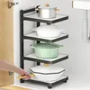 Kök förvaring Modern flerskikts rackkruka under praktisk hylla skiktad hörn garderob justerbar arrangör hushållsskåp
