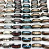 20PCs/Lot Stainless Steel Band Rings For Men and Women 8mm Wood Pattern Fashion Trendy Jewelry Wholesale Black Silver Colors