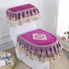 Toilet Seat Covers Four Seasons Universal U-shaped Pads 3 Pieces/Set European Lace Cushion Household Decoration Mats