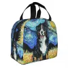 Starry Night Bernse Mountain Dog Isolierte Lunchbeutel für Frauen tragbare thermische Kühler -Lunchbox Picknick Ctainer Bags x7J1##