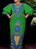 Plus storlek Vonda Women Maxi Dress Summer Puff Sleeve Printed Party Dress Bohemian Half Sleeve Sundress Casual Beach Vestidos 240322