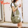 Yogodlns Brief Decors Canvas Schoudertas Voor Vrouwen Grote Capaciteit Draagtas Student Bookbags Reizen Plunjezak Winkel Totes B9MA #