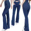 Active Pants Women Flare 4 Way Stretch Sports Casual Denim Jeans Fitness Bell Bottom Byxor Elastic Gym Plus Size Size