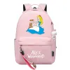 Alice In Wderland Kawaii Meninos Meninas Crianças Sacos de Livro Escolar Mulheres Bagpack Adolescentes Canvas Laptop Mochila de Viagem P8cW #