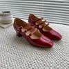 Kleid Schuhe Mode Rot Damen Elegante Mary Jane Med Ferse Casual Outdoor Ballerinas Patent Leder Frauen Pumps Quadratische Zehe weibliche
