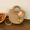 Sac à bandoulière tissé à cordon de serrage pour femmes, grande capacité, poignée supérieure en paille, fourre-tout élégant pour la plage d'été