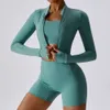 Kadın Parçası Yoga 3 Şort Spor Salonu Egzersiz Giysileri Kadınlar Üst Fiess Kısa Ceket Spor Sütyen Activewear Seti Lu Lememm Wokrout