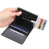 Kreditkortsinnehavare plånbok män kvinnor rfid aluminium bank korthållare fall vintage läder plånbok med mey klipp 73m3#