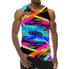 Tie-dye Doodled Heren Tank Tops Zomer Mouwloos 3D Gradiënt Print Vest Los Casual Hardlopen Sport Mannelijke Top Big Size 7XL