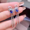 Stud Earrings Royal Blue Sapphire 5mm 6mm Natural Heated Silver For Office Woman 18K Gold Plated 925 Jewery