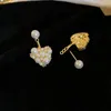 Orecchini pendenti di tendenza stile coreano cuore d'amore perla carino zircone perno per gioielli di moda da donna regali di compleanno
