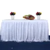 Jupe de Table en Tulle rose, décoration de fête d'anniversaire et de mariage, vaisselle de table à 3 niveaux, décor de nappe