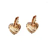 Boucles d'oreilles pendantes en or violet 585 plaquées avec Rose 14K brillante, facettes en forme de cœur, bijoux fins exquis pour femmes