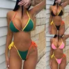 Maillots de bain pour femmes 2024 Sexy Push Up Bikinis String Maillot de bain Femmes Summer Beachwear Plis Bandage Maillot de bain Solide Bikini Ensembles