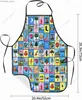 Schürzen farbenfrohe mexikanische loteria karten Schürze Bib Schürze mit Taschen lustige Küchenschürzen für Frauen Koch kochen Grilles Zeichnen Y240401