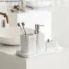 Ensembles de salle de bain quatre pièces, ensemble de salle de bain en résine et marbre, ensembles de lavage, bouteille de Lotion, tasse de bain de bouche, boîte de coton-tige, plateau distributeur de savon
