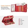 ctact's Genuine Leather Wallet Women Metal Frame Short Coin Purse Red Credit Card Holder Fi Small Wallets for Woman k0zC#