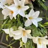 Couronne de fleurs décoratives de printemps, couronne de pâques avec nœud papillon croisé, décoration rustique de vigne, bricolage de porte d'entrée