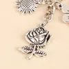 Schlüsselanhänger Rose Blume Schlüsselanhänger Metall Statue Anhänger Auto Ring Rucksack Charms Tasche Dekor Schmuck Zubehör