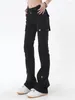 Jeans Femme Adagirl Pantalon évasé noir pour femmes Y2K Vintage Fashion Slim Femme Cargo Pantalon Streetwear Style coréen Poche Causal