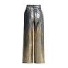 Pantalons larges à la mode et personnalisés 2024 Nouveau sens du design de niche Estampage à chaud Taille haute Jeans décontractés polyvalents Tendance de la mode pour femmes