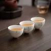 Ensembles de service à thé, tasse à thé Lotus peinte à la main, ensemble de tasses à thé en céramique, tasses principales, bol chinois en porcelaine blanche, cadeau