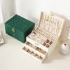 Caja de almacenamiento de joyería grande, organizador multicapa para collar, pendientes, cajas de exhibición de embalaje de joyería de cuero 240327