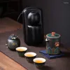 Teegeschirr-Sets, tragbares Tee-Set, 1 Teekanne, 3 Tassen, Teebeutel, schnelle Gasttasse, Teetassen und Tassen, Teegeschirr, Keramik, Keramik, Gaiwan Bar