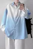 Men's Casual Shirts Gradient Long Sleeve Shirt Spring/summer Korean Fashion Coat Street Blouses Loose Single Breasted